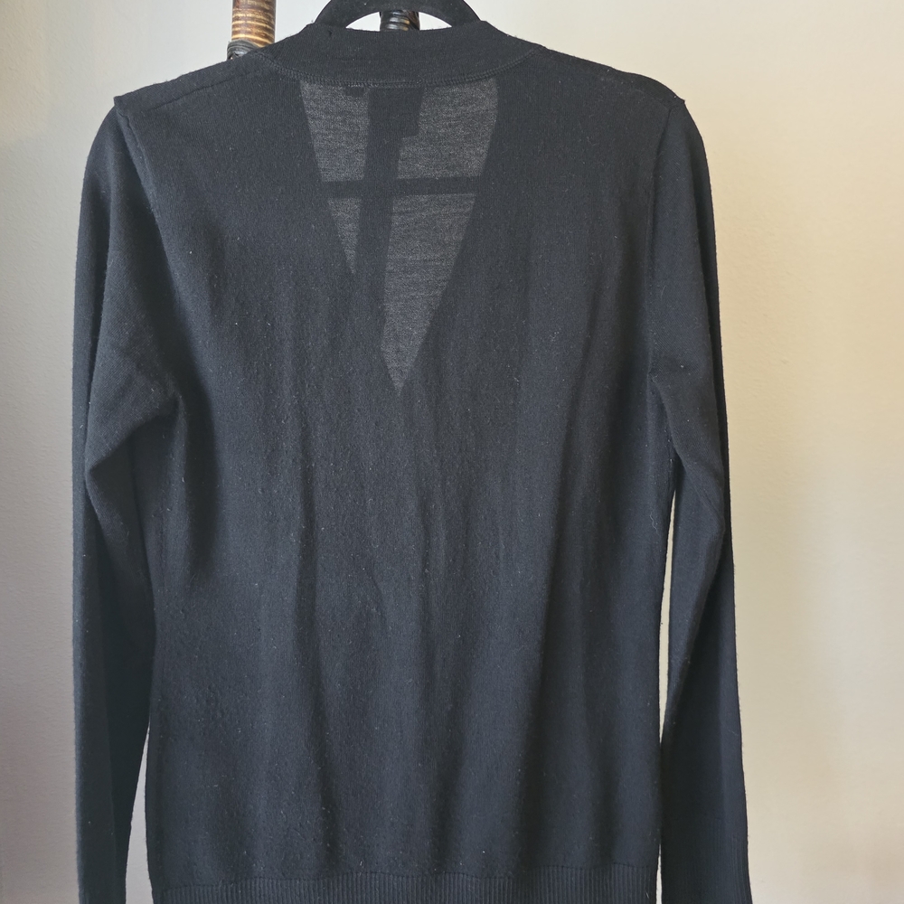 Tory Burch Black Merino Wool Vneck Sweater - Picture 6 of 7